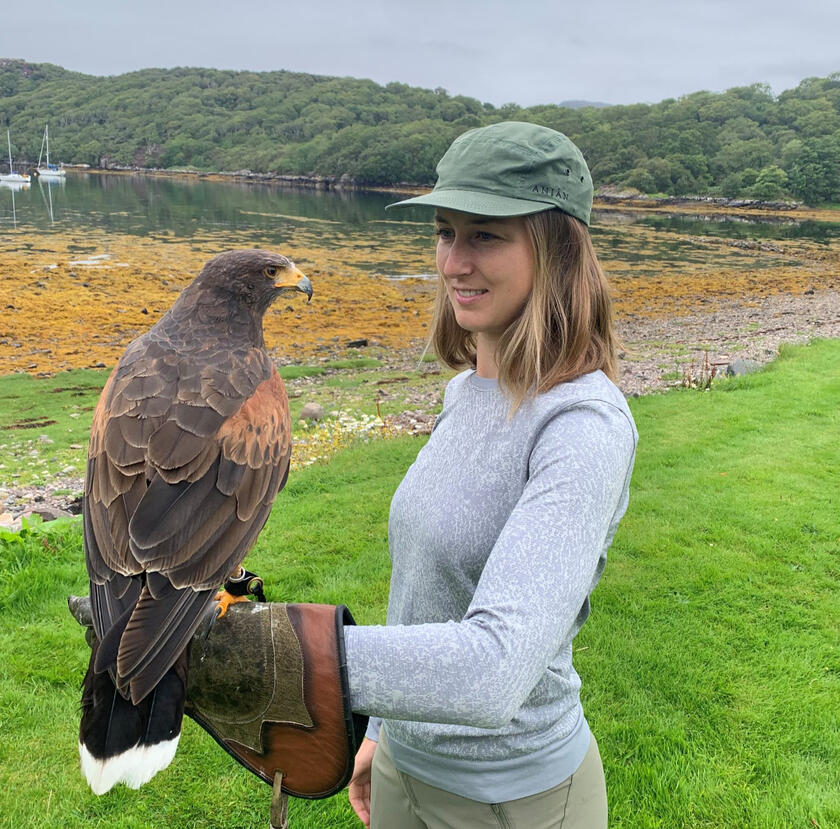 Me doing falconry in the Scottish Highlands.